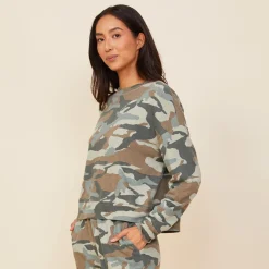 MONROW Camo Boxy Sweatshirt GREENGREY Discount